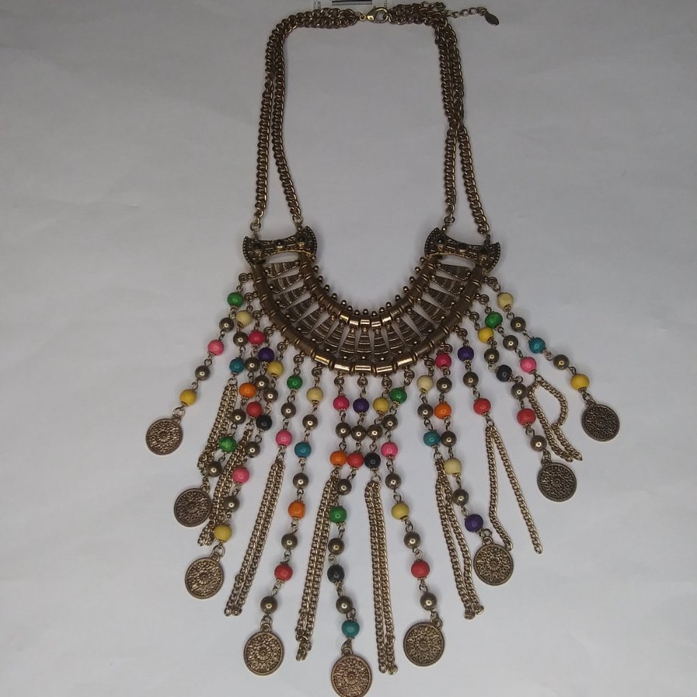 Boho Bollywood Festival Gypsy Hippie  Coachella Tribal Statement Necklace - Picture 9 of 16
